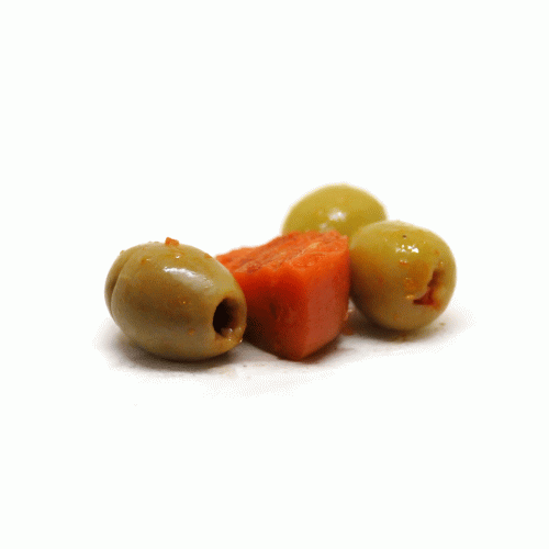 Olive verte dénoyauté pimentée